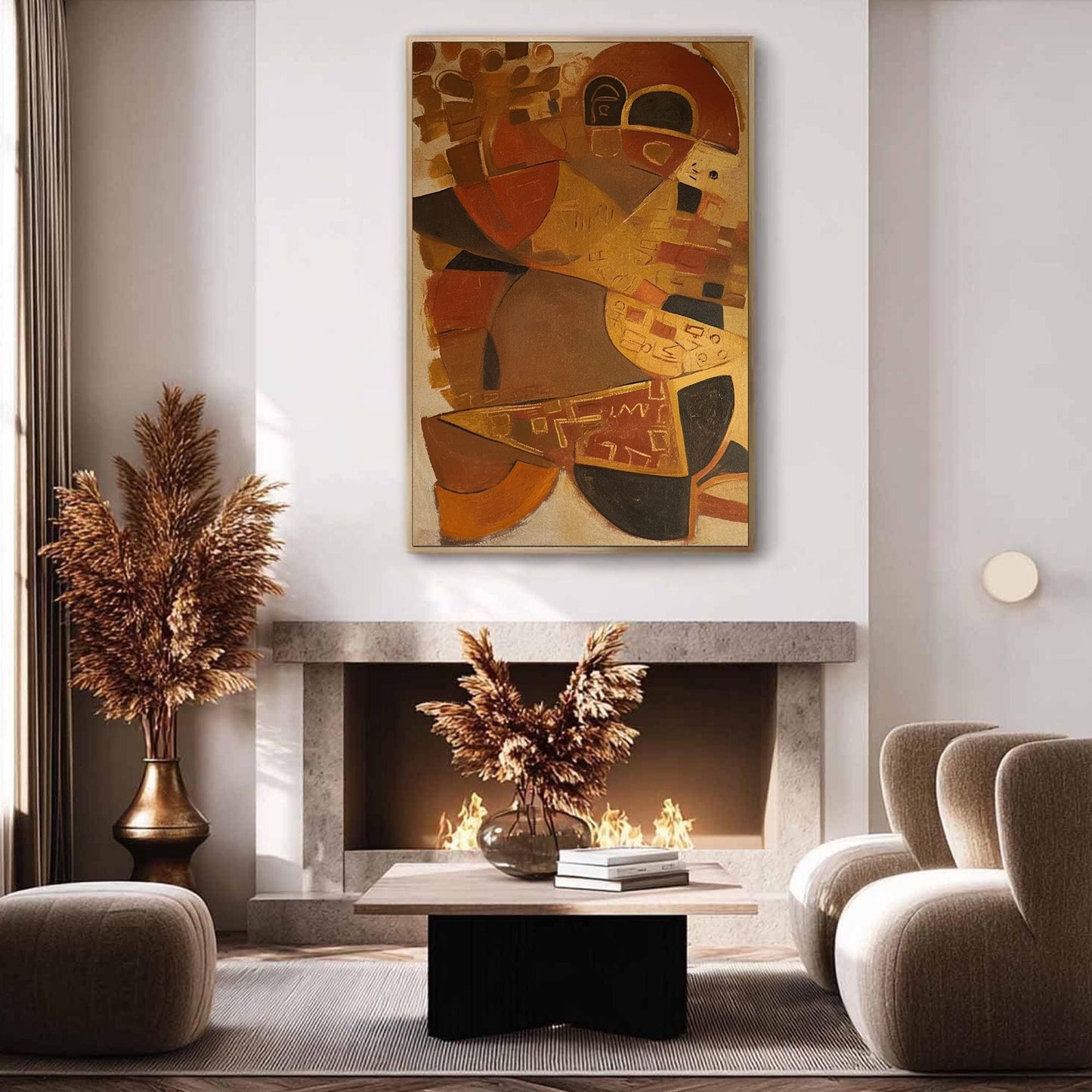 Red and Black Textured Geometric Wall Art
