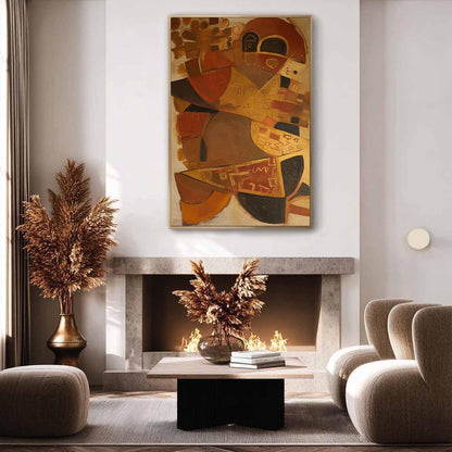Red and Black Textured Geometric Wall Art