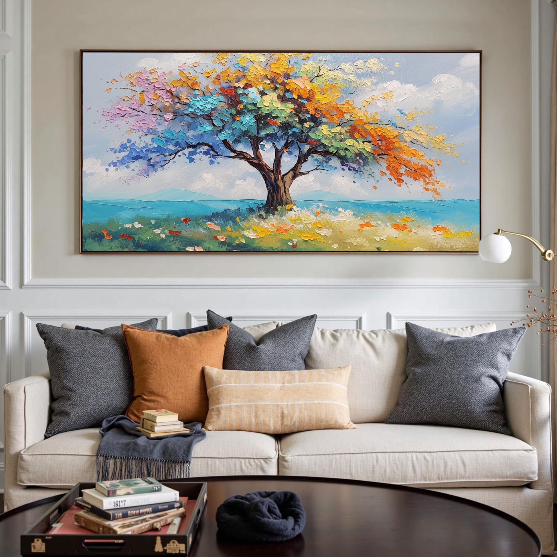 Vibrant – Blue and Orange Tree Wall Art | Impasto Painting, view 2