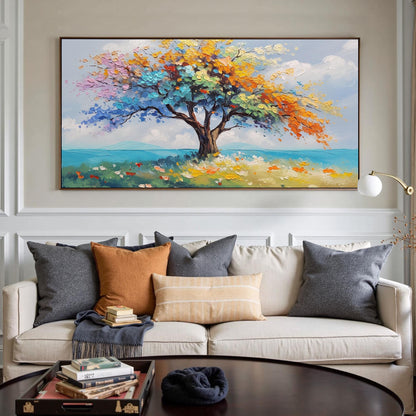 Vibrant – Blue and Orange Tree Wall Art | Impasto Painting, view 2