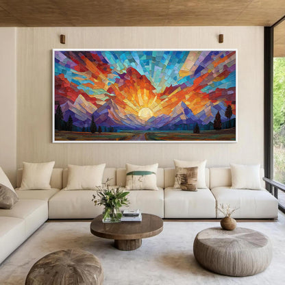 Orange and Red Sunset Geometric Wall Art