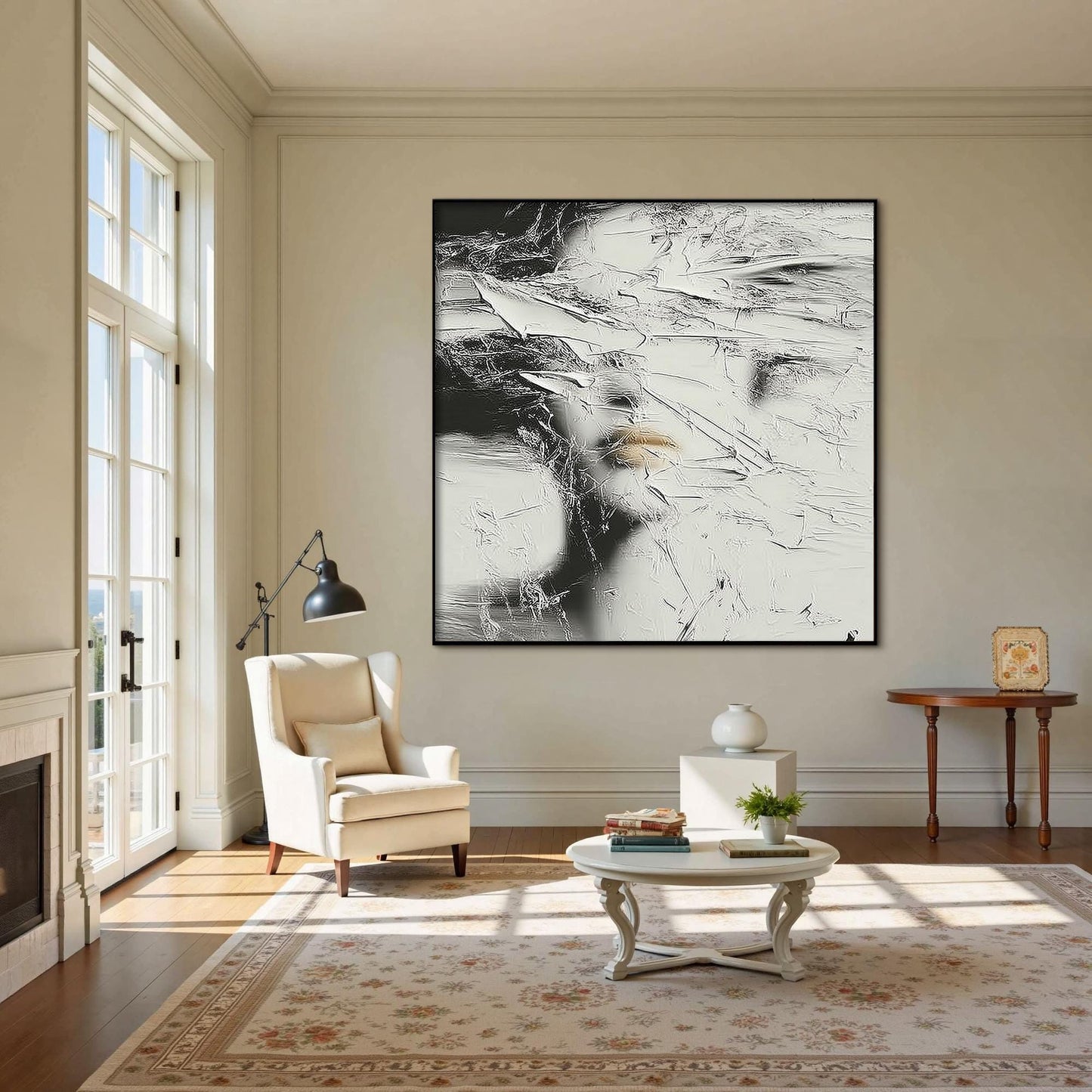 Gold and Black Minimalist Textured Figurative Figure Portrait Wall Art