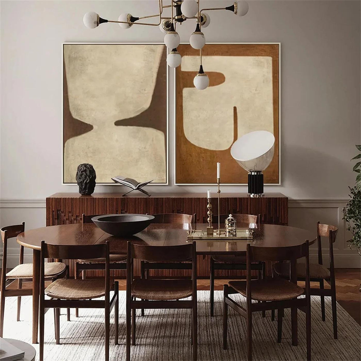 Beige and Brown Abstract Oil Painting on Canvas, Original Geometric Canvas Wall Art, Modern Textured Wall Art for Living Room, Home Décor