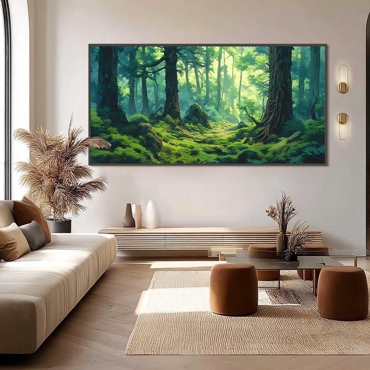 Green Abstract Forest Tree Wall Art – Original Sunlight Forest