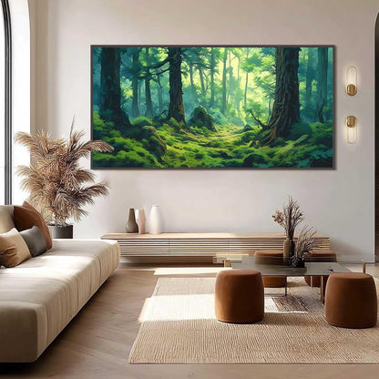 Green Abstract Forest Tree Wall Art – Original Sunlight Forest