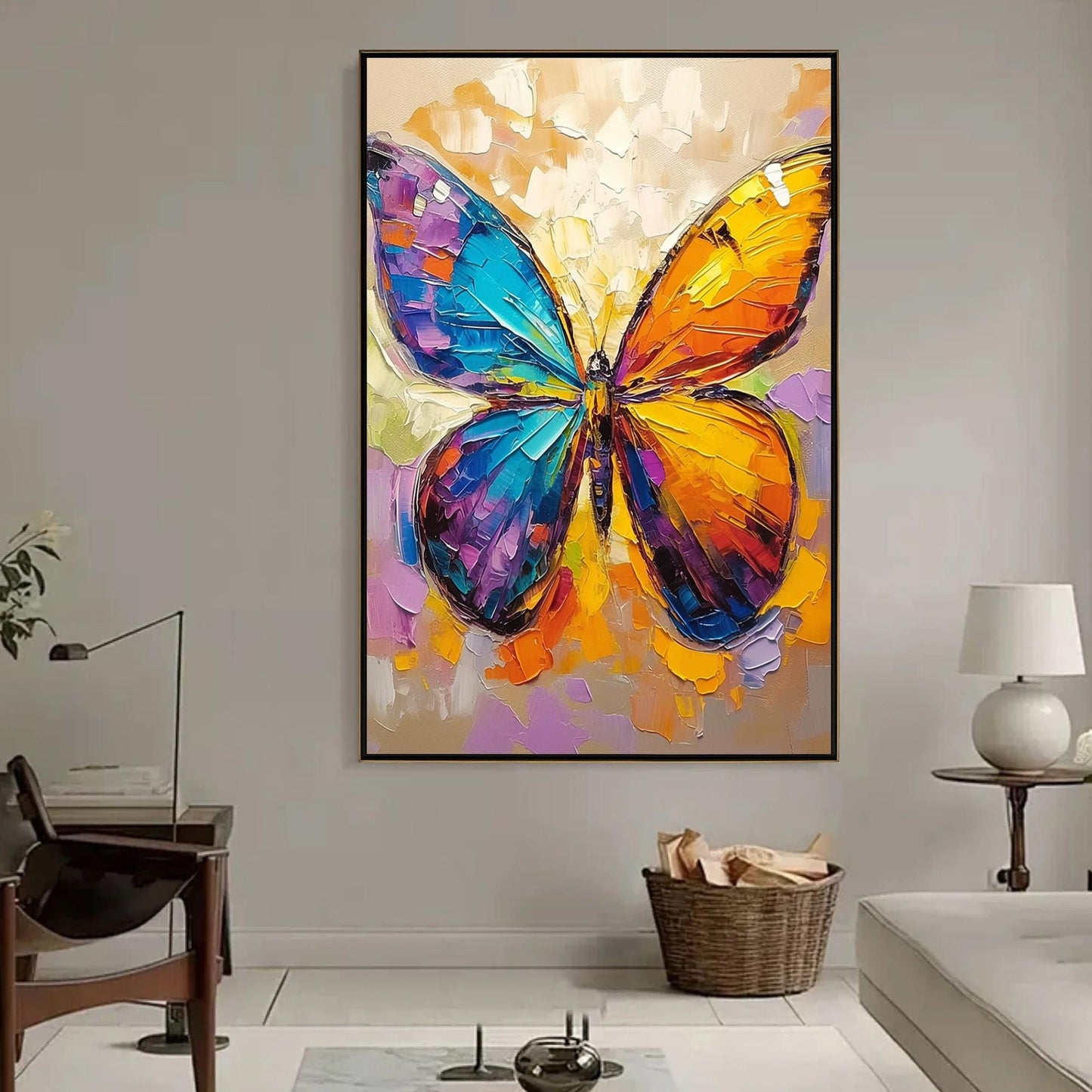 Original Butterfly – Colorful Butterfly Animal Wall Art | Abstract Oil Painting, view 4