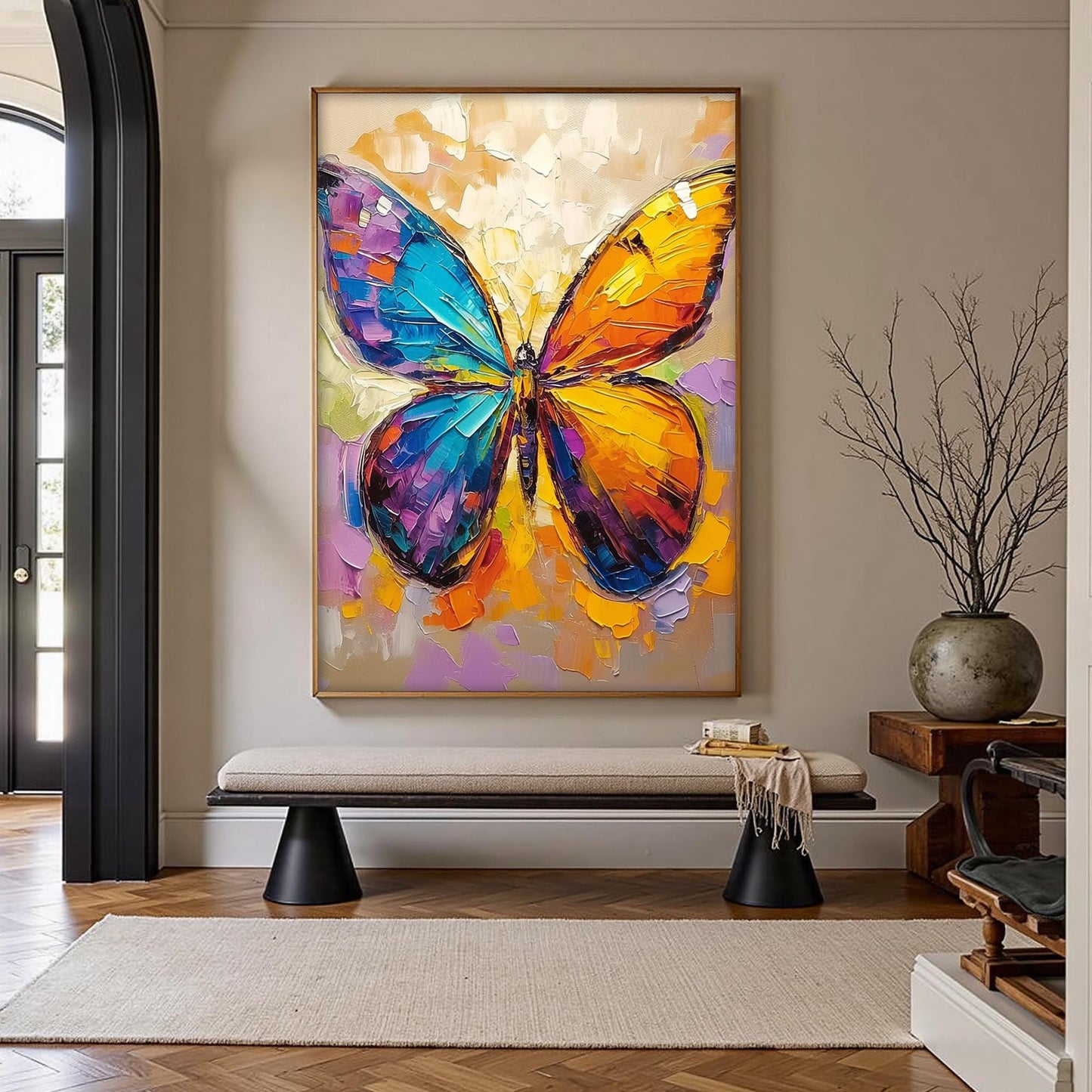 Colorful Abstract Butterfly Oil Painting – Animal Wall Art