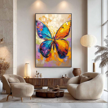 Colorful Abstract Butterfly Oil Painting – Animal Wall Art