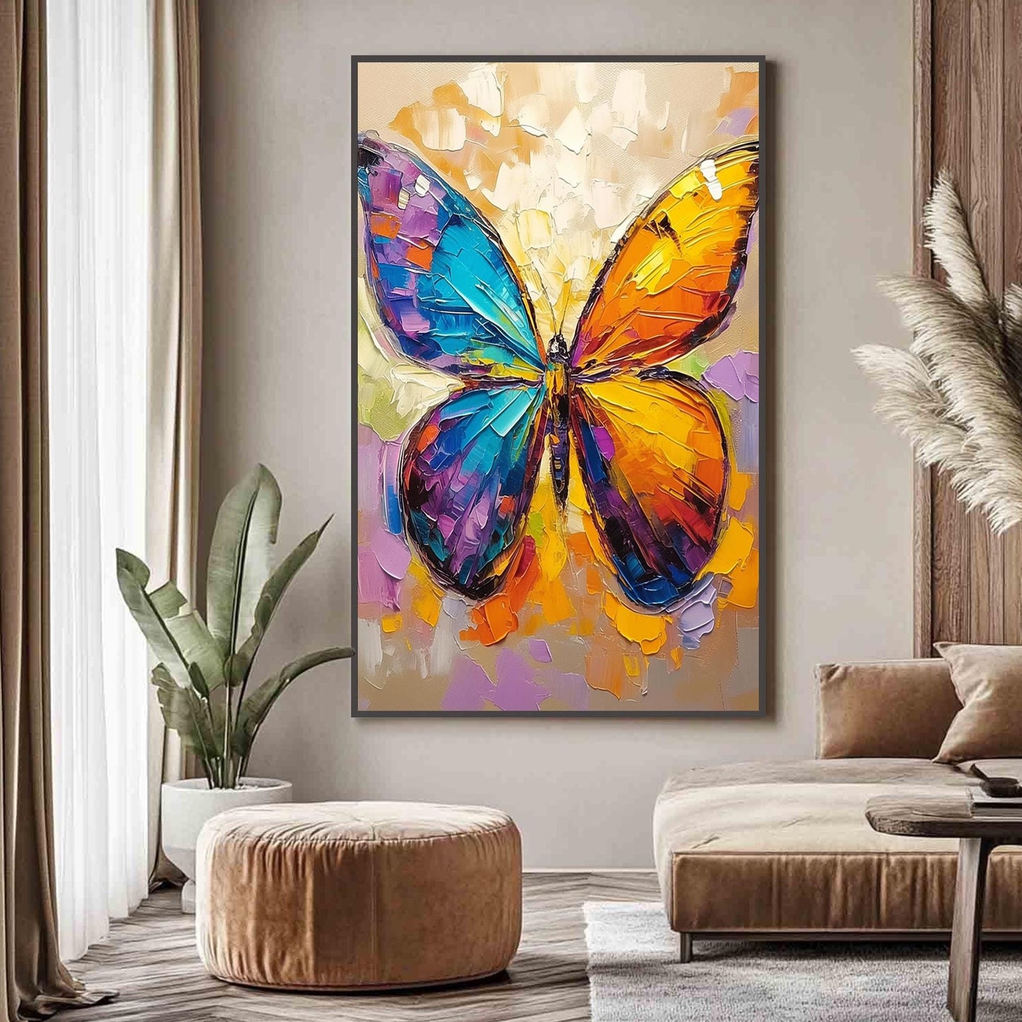 Colorful Abstract Butterfly Oil Painting – Animal Wall Art