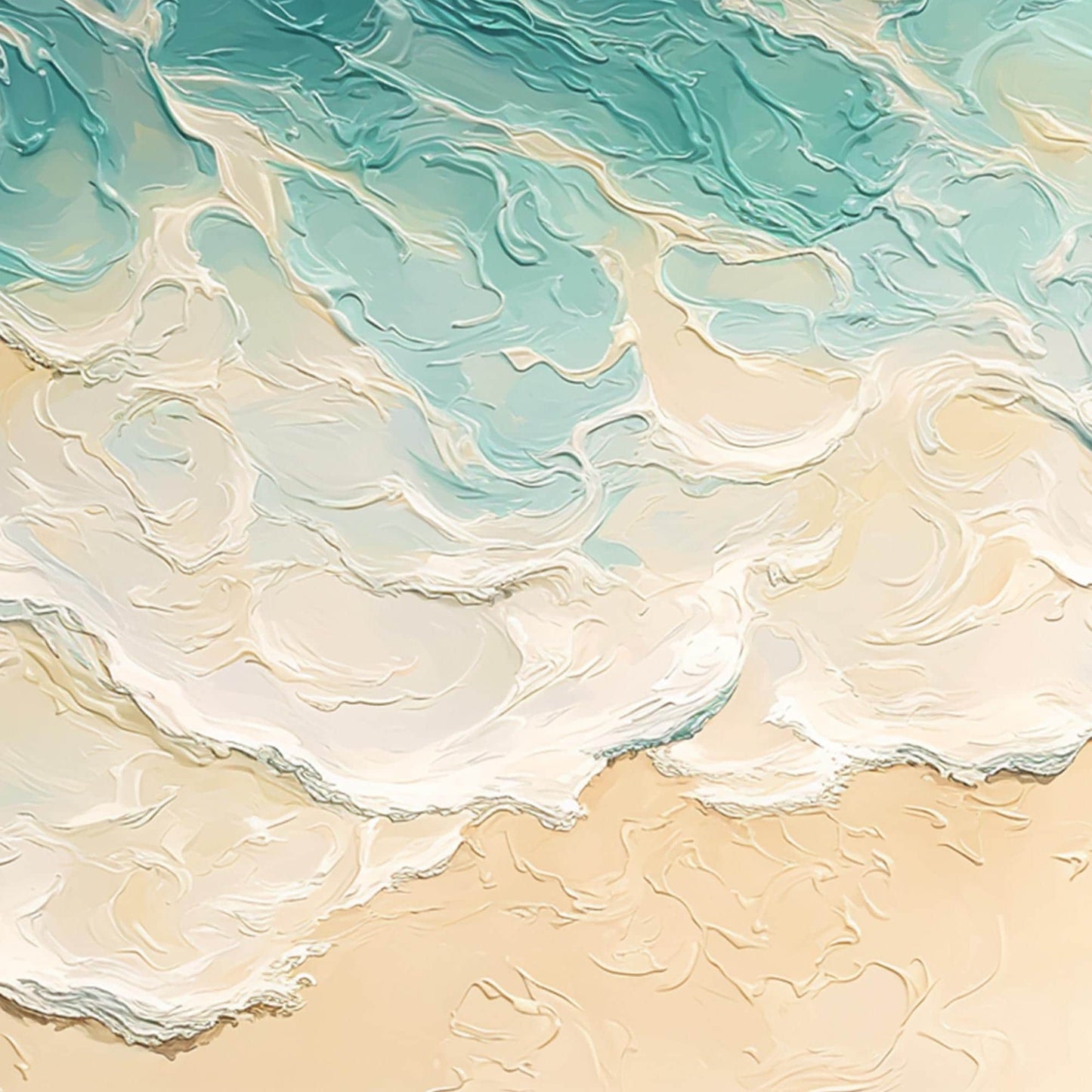 Textured Turquoise Ocean Wave Seascape Wall Art – Oil Painting
