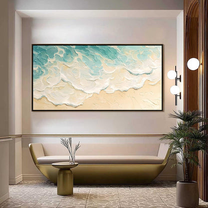 Textured Turquoise Ocean Wave Seascape Wall Art – Oil Painting