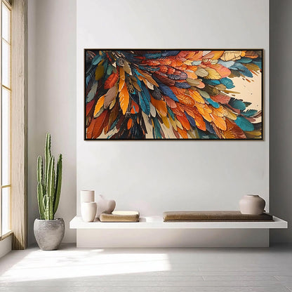 Colorful Abstract Feather Oil Painting – Animal Wall Art