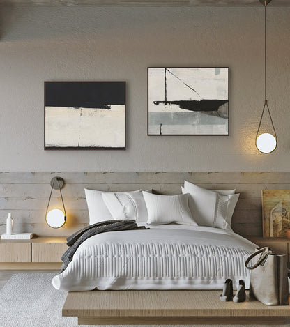 Black and White Abstract Oil Painting on Canvas, Extra Large Original Hand-painted Canvas Wall Art, Modern Minimalist Art for Living Room