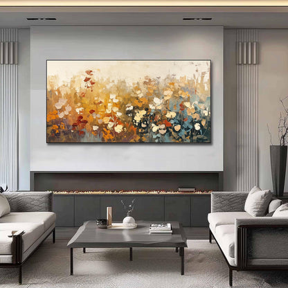 Orange and Yellow Abstract Impasto Floral Wall Art Painting