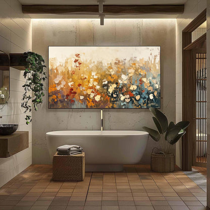 Orange and Yellow Abstract Impasto Floral Wall Art Painting