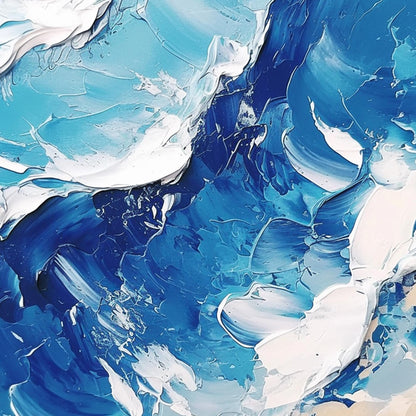 Cobalt and Navy Abstract Impasto Ocean Wave Seascape Wall Art
