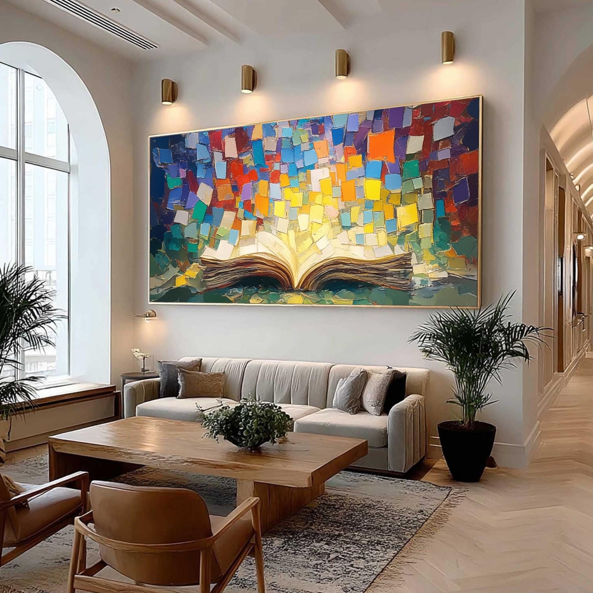 Colorful Abstract Open Book Oil Painting, Textured Pages, Vibrant Wall Art – Colorful Still Life Abstract Wall Art | Textured