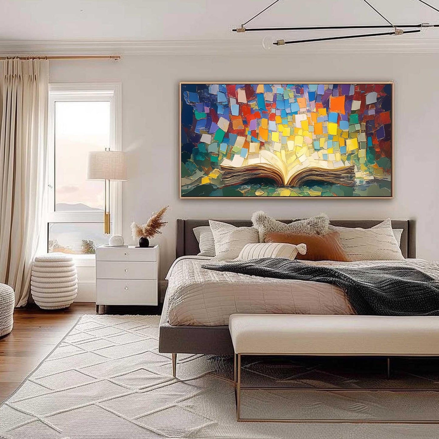Colorful Abstract Open Book Oil Painting, Textured Pages, Vibrant Wall Art – Colorful Still Life Abstract Wall Art | Textured