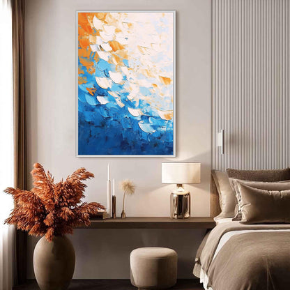 Blue and Orange Abstract Wall Art