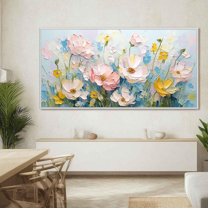Blue Abstract Textured Floral Wall Art
