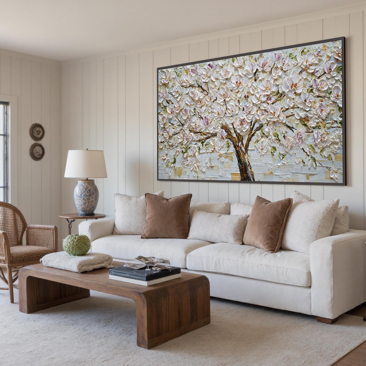 Original – Purple and White Magnolia Floral Wall Art | Impasto Oil Painting, view 3