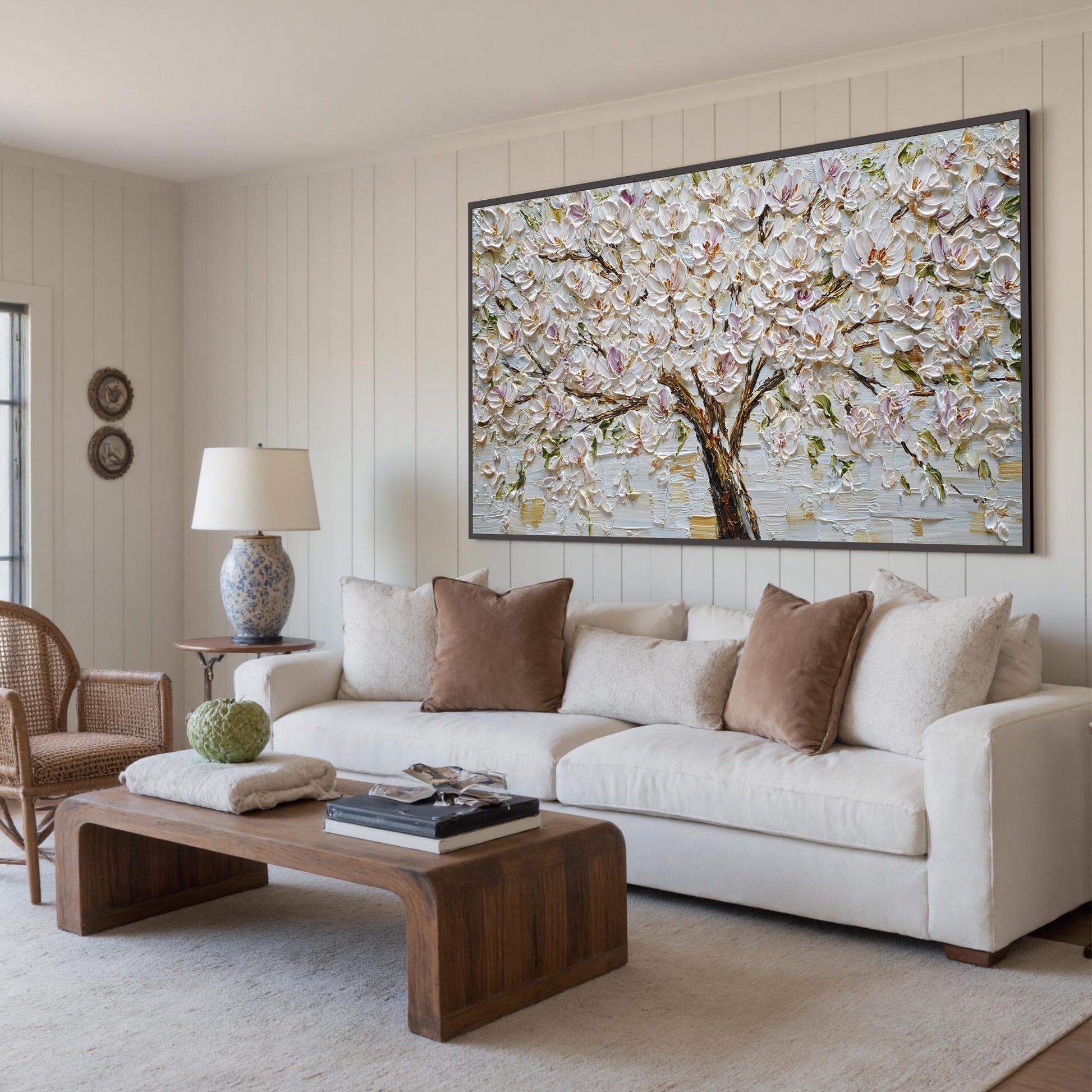 Original – Purple and White Magnolia Floral Wall Art | Impasto Oil Painting, view 3