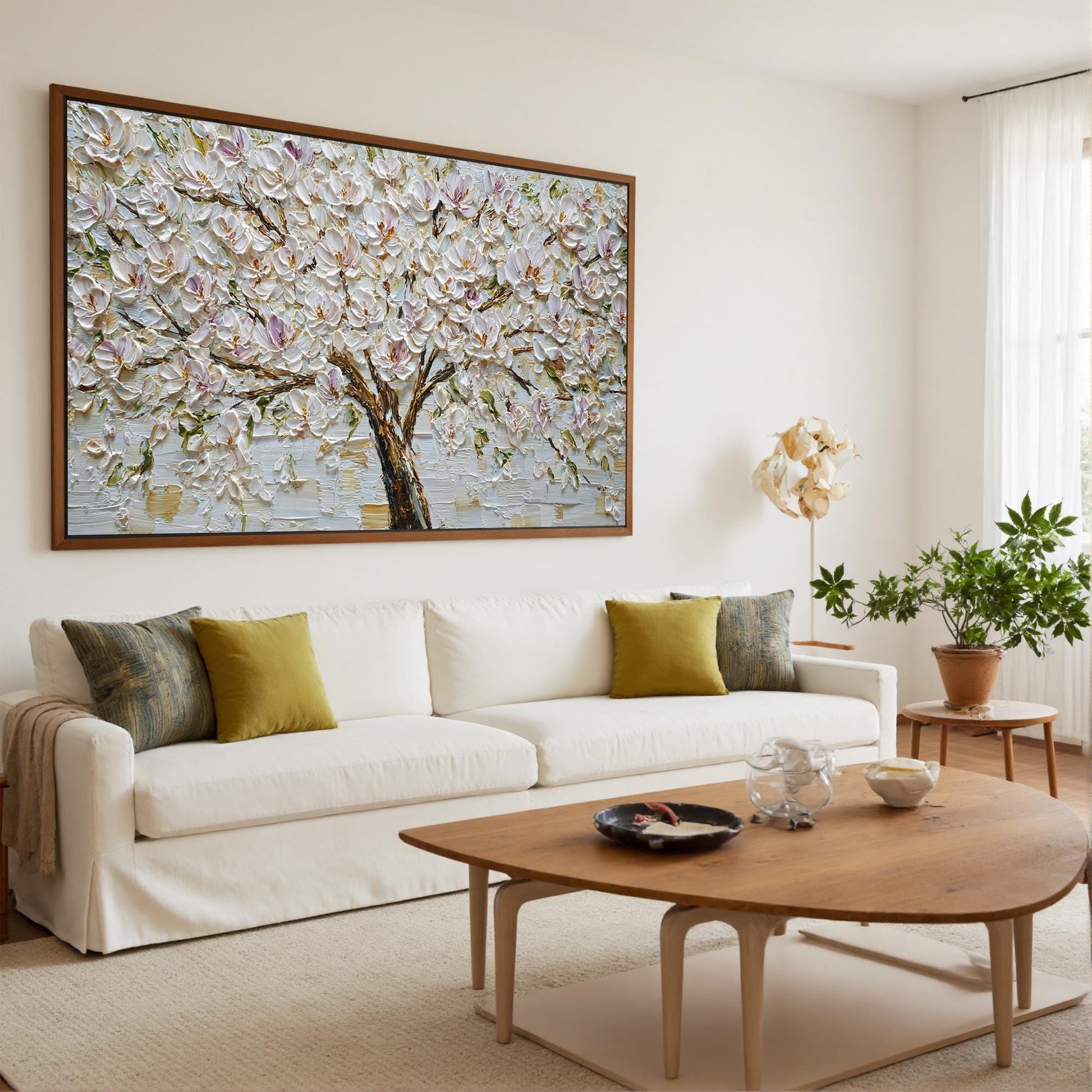 Original – Purple and White Magnolia Floral Wall Art | Impasto Oil Painting, view 2