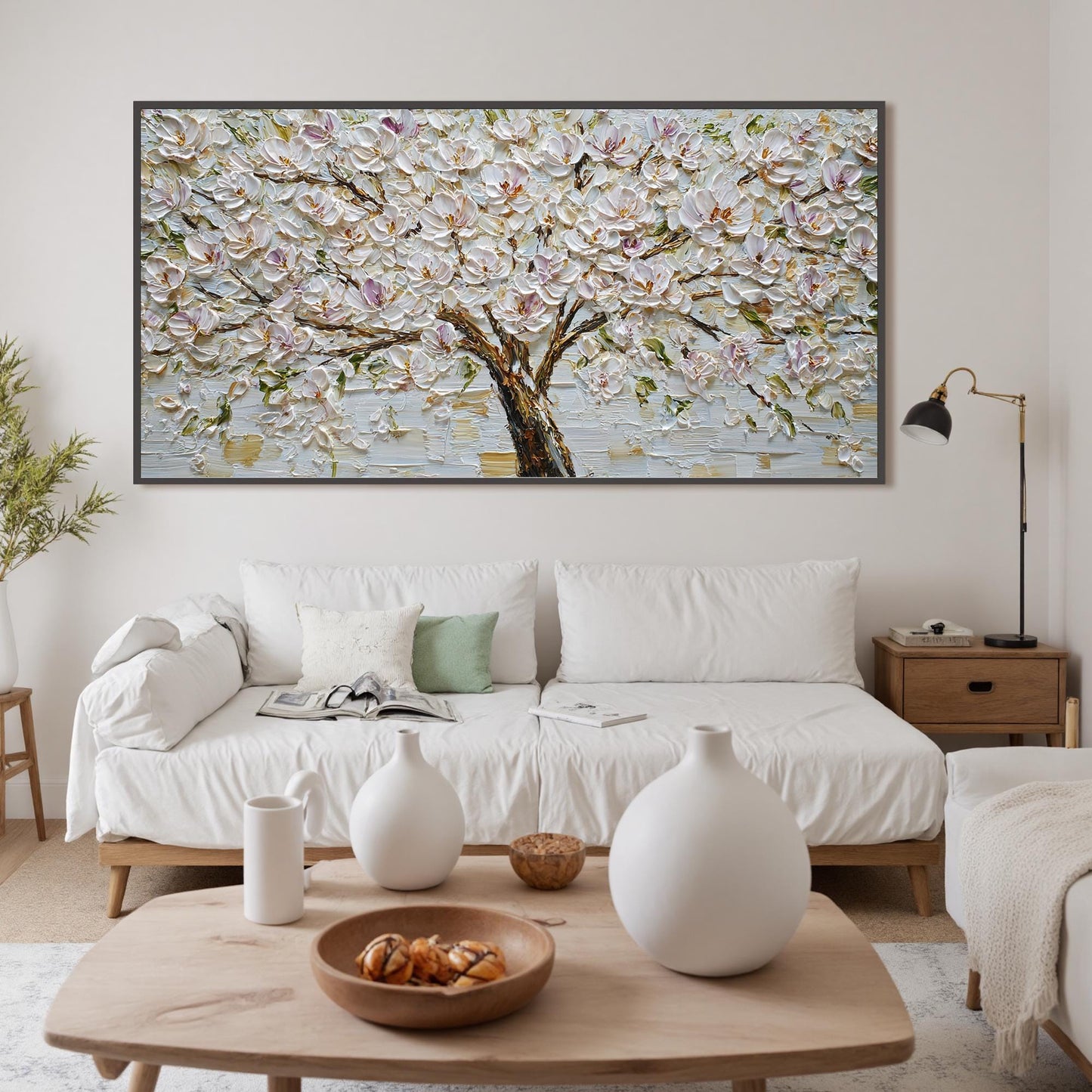 Original – Purple and White Magnolia Floral Wall Art | Impasto Oil Painting, view 5