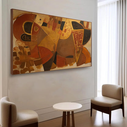 Original Geometric – Red and Black Geometric Wall Art | Abstract Textured Oil Painting, view 2