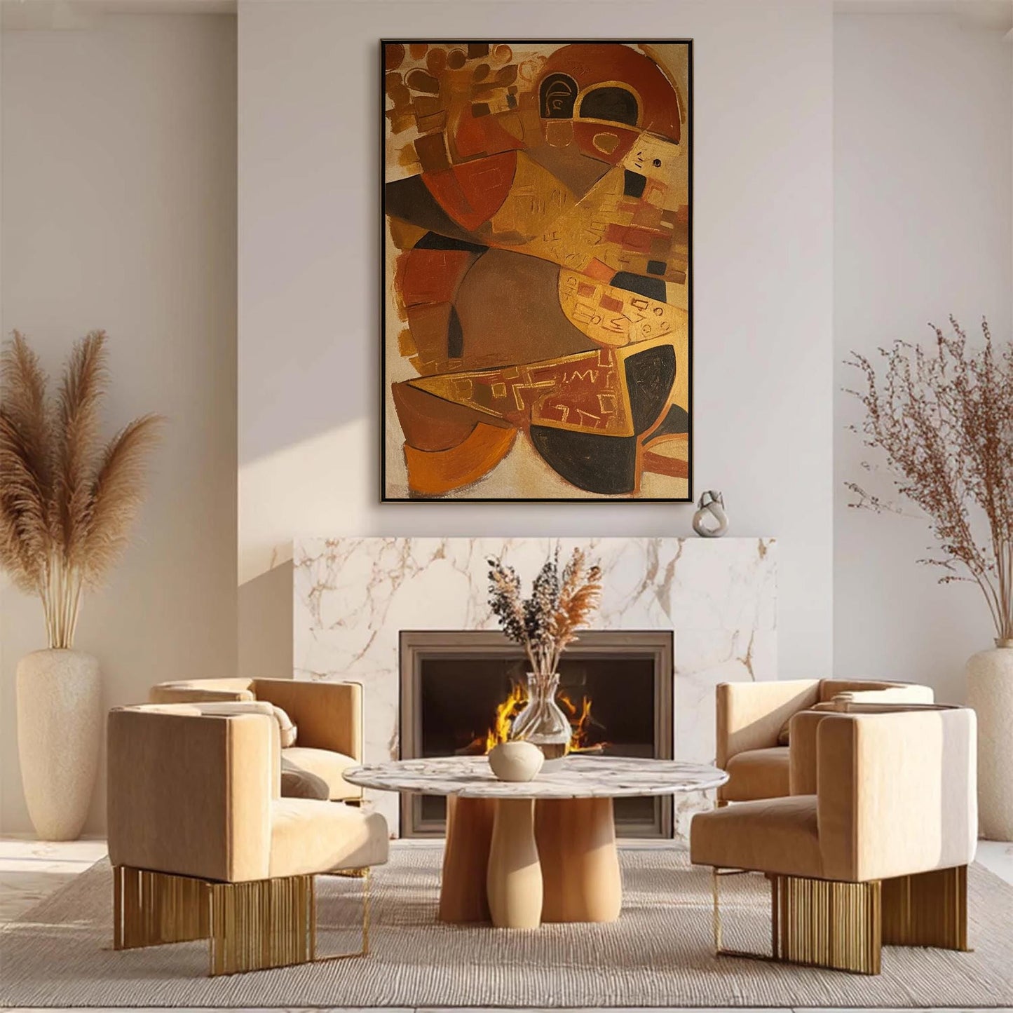 Original Geometric – Red and Black Geometric Wall Art | Abstract Textured Oil Painting, view 5