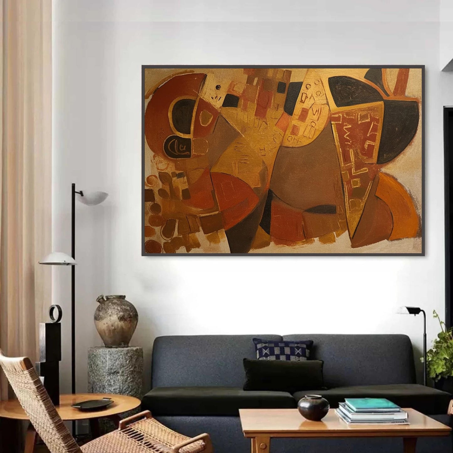 Red and Black Textured Geometric Wall Art
