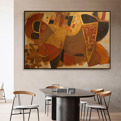 Red and Black Textured Geometric Wall Art