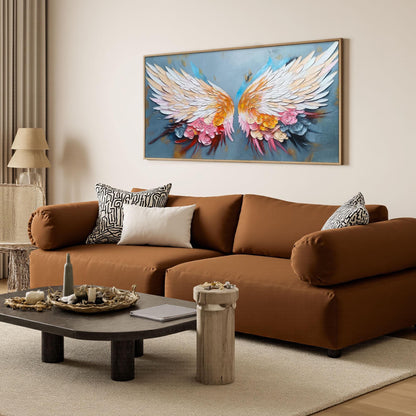 Angel Wings – White Floral Wall Art | Textured Oil Painting, view 2