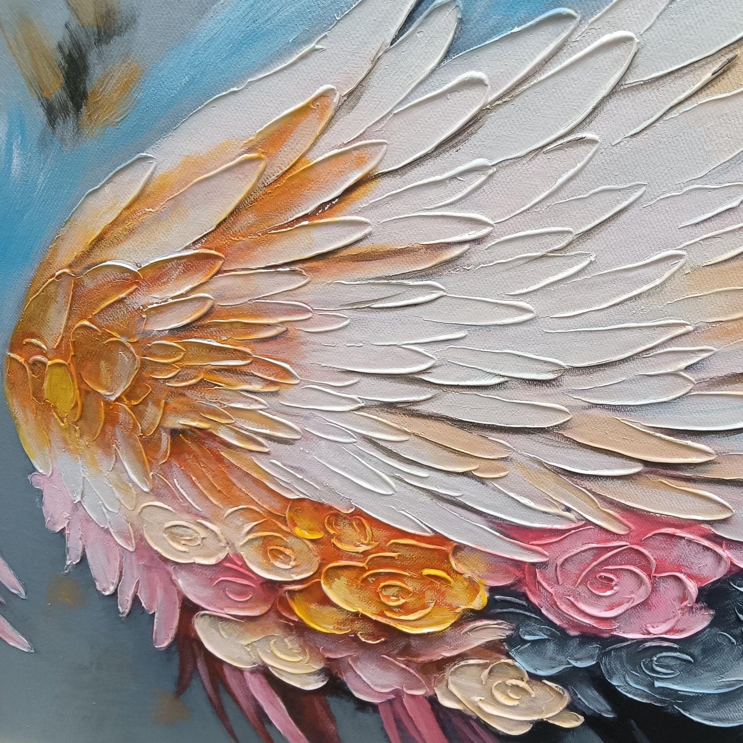 White Textured Floral Wall Art – Angel Wings