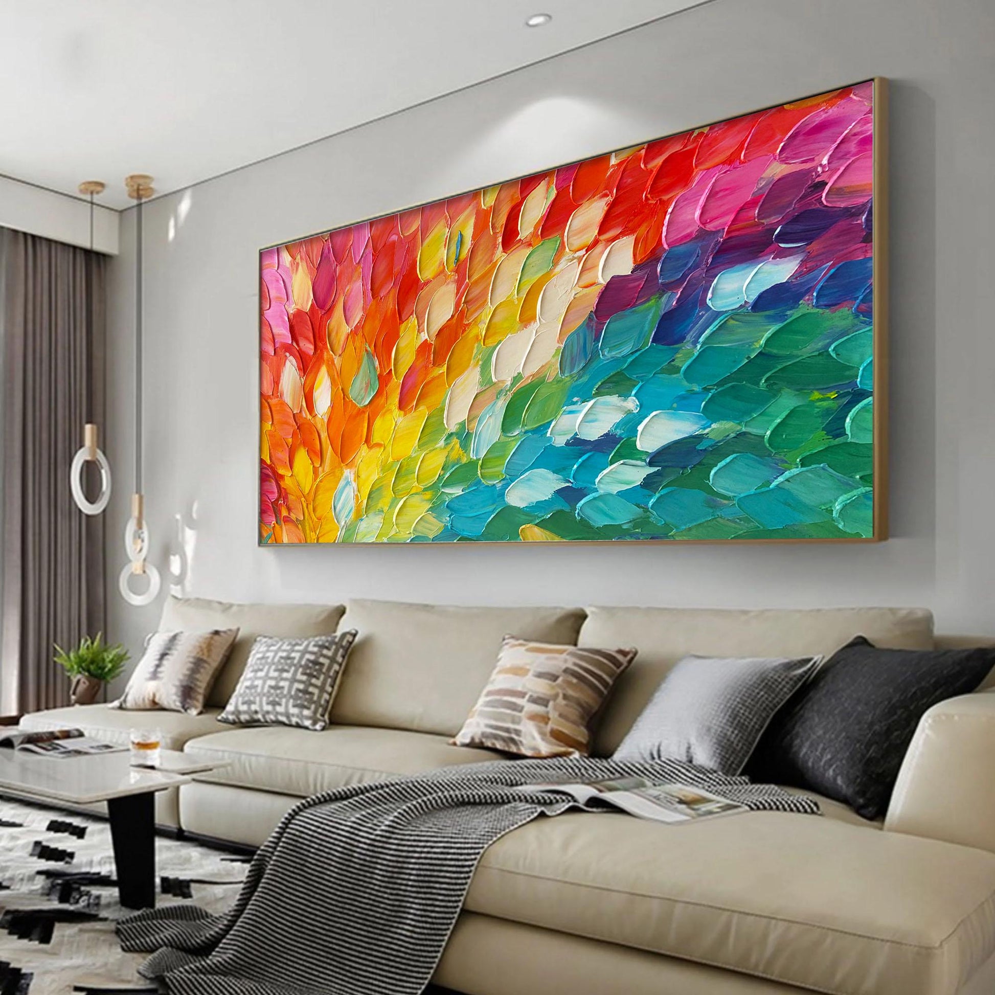 Rainbow Scale Texture – Abstract Wall Art | Oil Painting, view 2