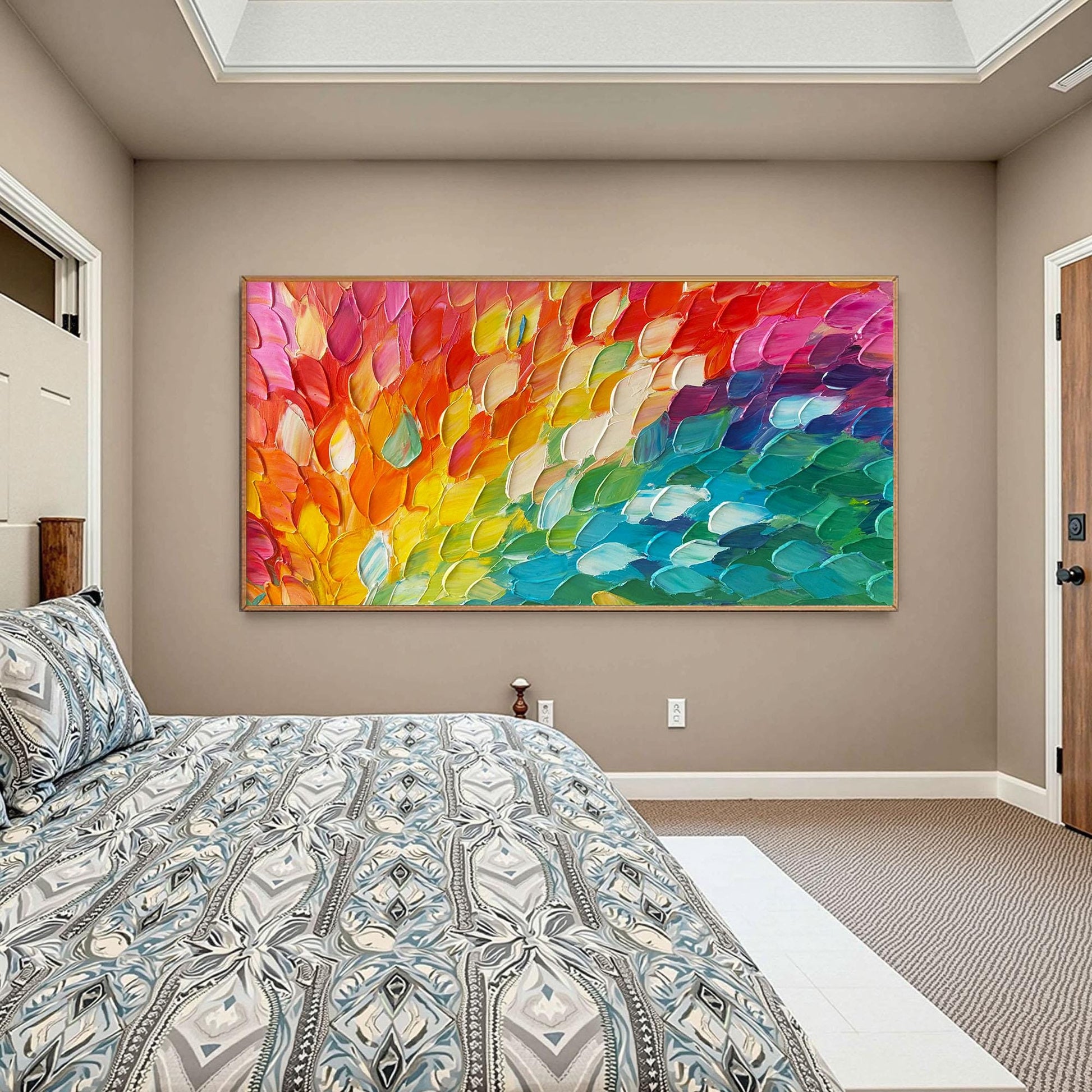 Rainbow Scale Texture – Abstract Wall Art | Oil Painting, view 4