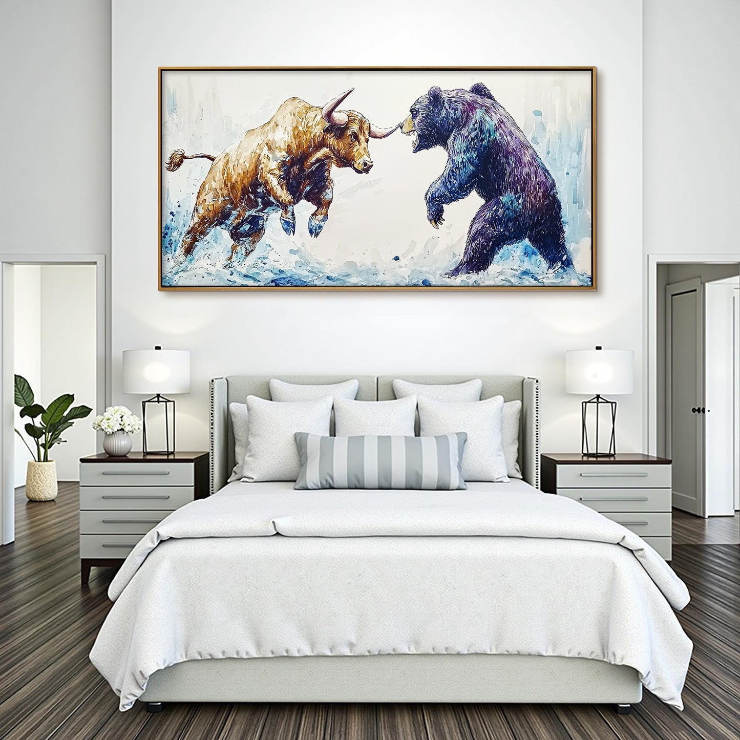 Dynamic Bull vs Bear Oil Painting – Dynamic Bull vs Bear