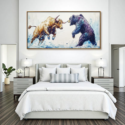 Dynamic Bull vs Bear Oil Painting – Dynamic Bull vs Bear