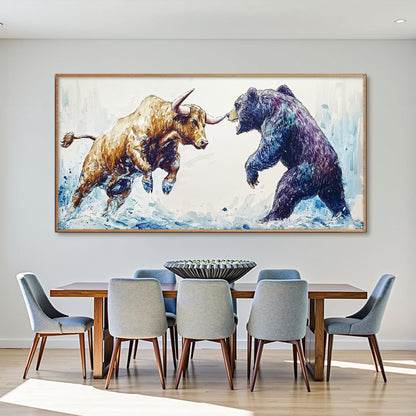 Dynamic Bull vs Bear Oil Painting – Dynamic Bull vs Bear