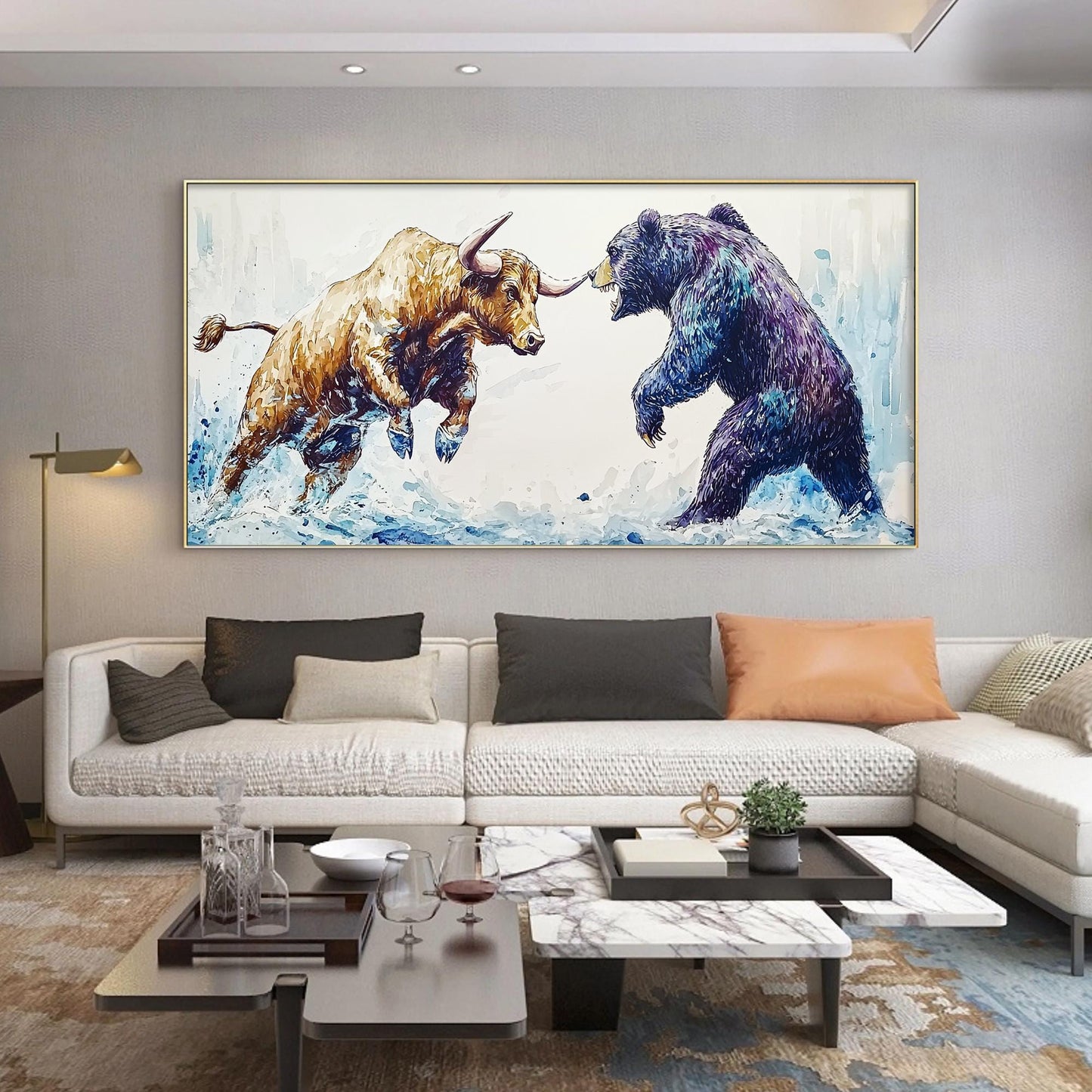 Dynamic Bull vs Bear – Abstract | Oil Painting, view 4