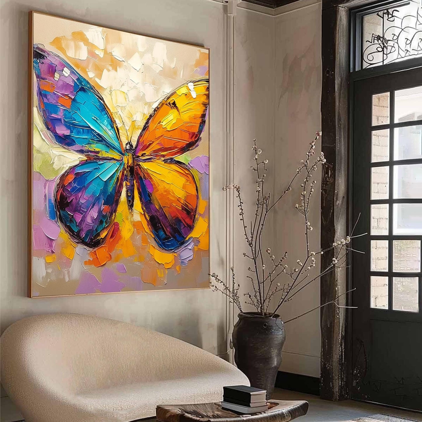 Original Butterfly – Colorful Butterfly Animal Wall Art | Abstract Oil Painting, view 2
