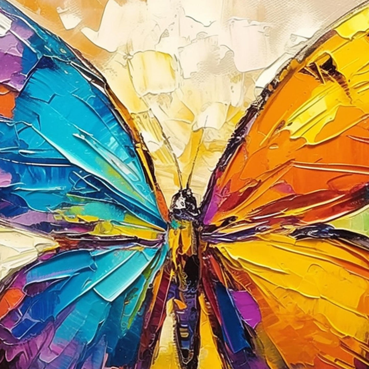 Colorful Abstract Butterfly Oil Painting – Animal Wall Art