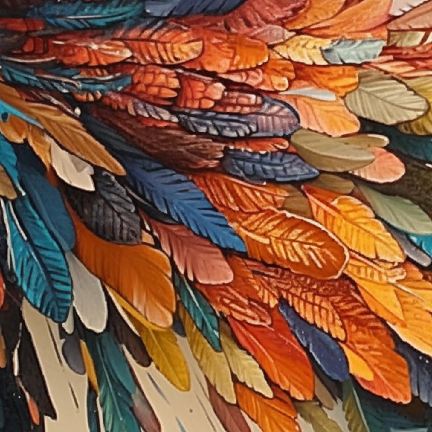 Colorful Abstract Feather Oil Painting – Animal Wall Art