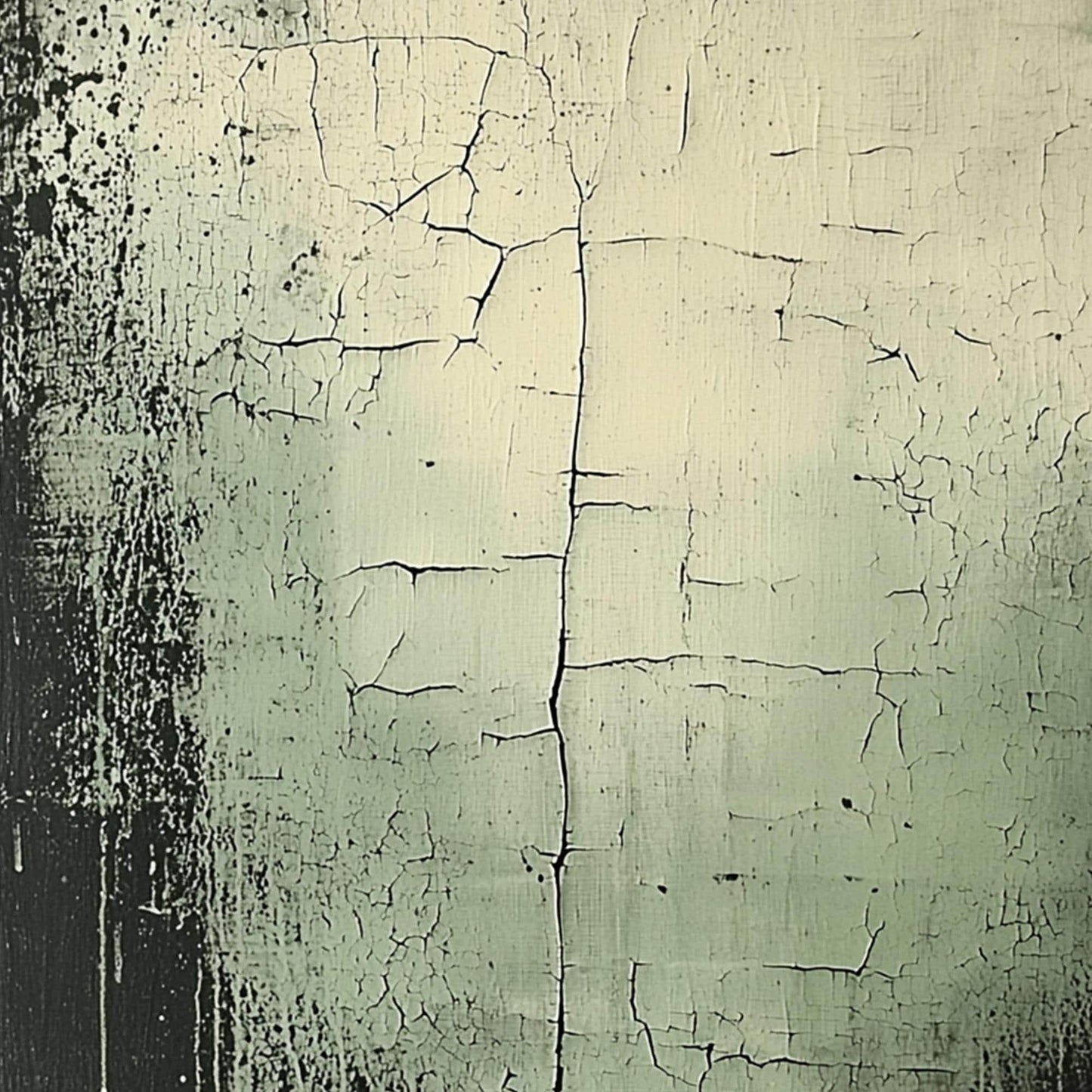 Black and White Abstract Crackle Texture Oil Painting – Minimalist Wall Art