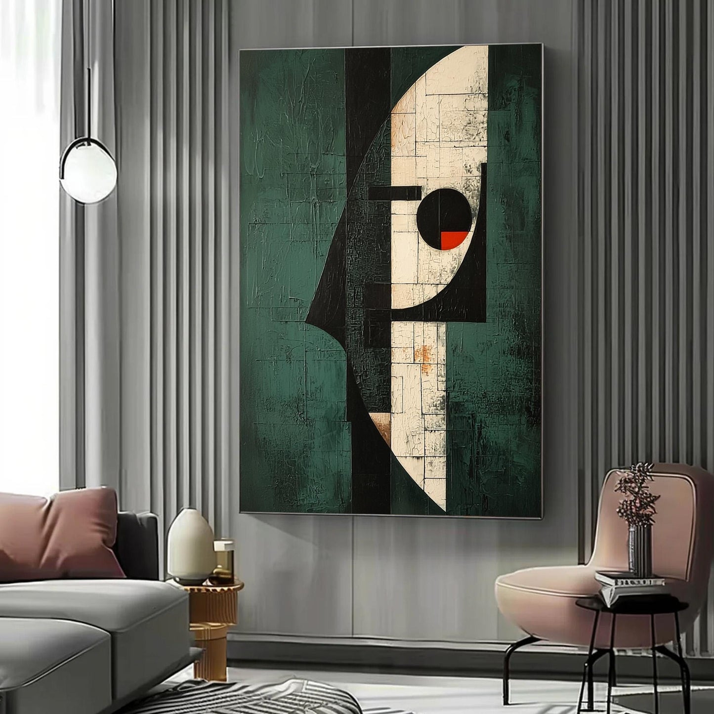 Abstract Cubist Oil Painting, Bold Colors, Textured Canvas Wall Art – Geometric Wall Art | Abstract Textured Oil Painting, vi