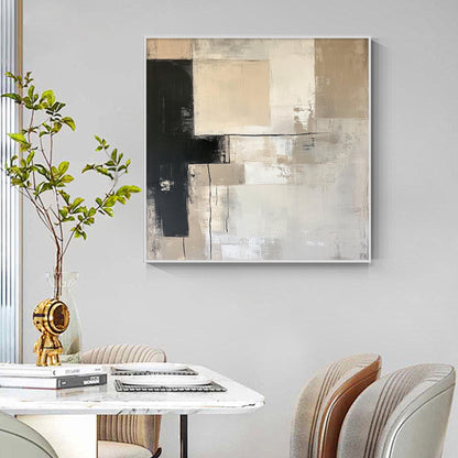 Minimalist Abstract Oil Painting, Soft Neutrals Bold Contrast, Original Modern Decor Canvas – Abstract Minimalist Wall Art | 
