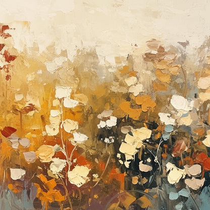 Orange and Yellow Abstract Impasto Floral Wall Art Painting