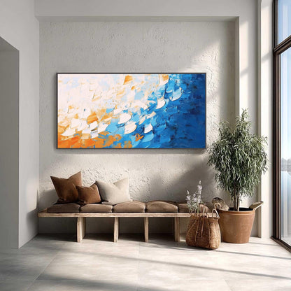 Abstract Oil Painting Canvas, Blue Orange Bold Strokes, Modern Wall Art – Blue and Orange Abstract Wall Art | Oil Painting, v