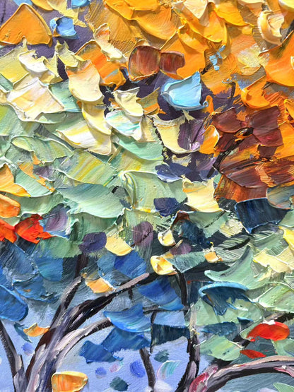 Vibrant – Blue and Orange Tree Wall Art | Impasto Painting, view 5