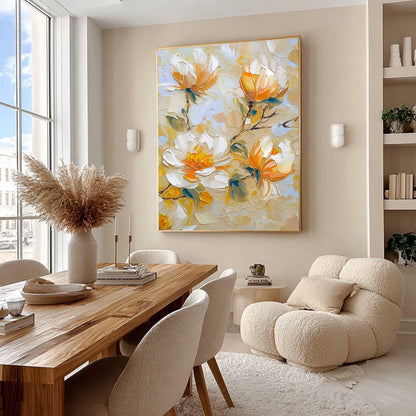 Original – Blue and Green Floral Wall Art | Impasto Hand-Painted Oil Painting, view 2